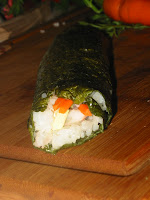 Enjoying the homemade sushi